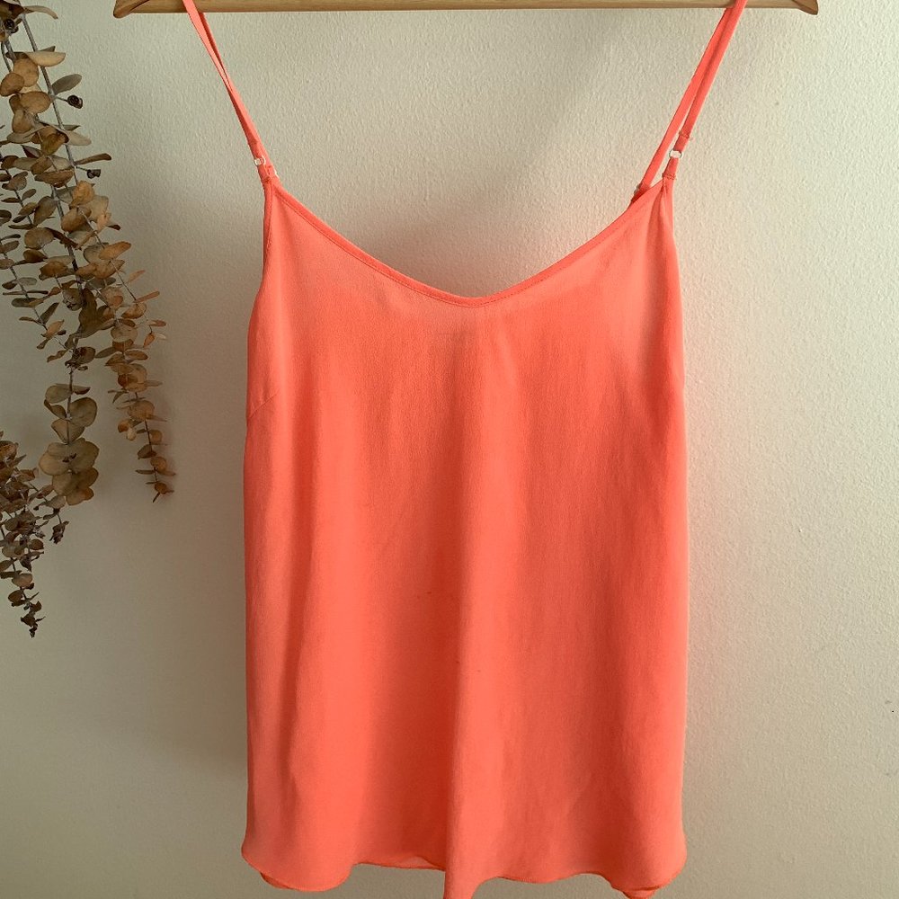 ARITZIA Under/Wilfred Nostalgia 100% Silk Camisole Tank Top Coral Orange S